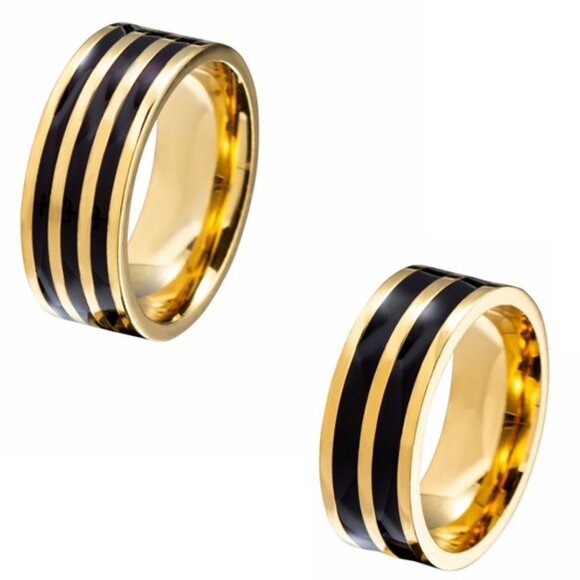 3/$35 Hip-Hop Punk Gold Plated 8mm Wide Band Ring Stainless Steel Men's Jewelry - Picture 4 of 6